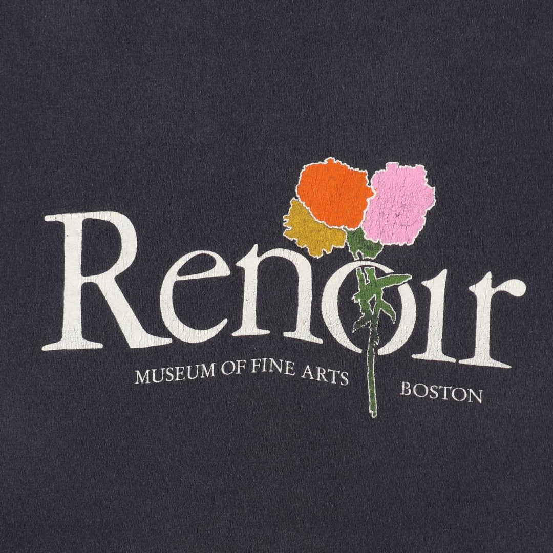 1980'S Anvil, Boston Museum of Fine Arts, Renoir Exhibition Art T-shirt, Made in USA, Men's Size L (approx.), Vintage cotton black type Vintage Second Hand