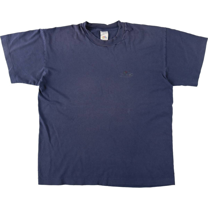 90'S Fruit of the Loom Short-Sleeve Logo T-Shirt, Men's Size L (Equivalent), Vintage cotton navy blue type Vintage Second Hand
