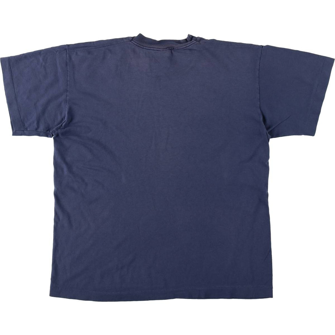 90'S Fruit of the Loom Short-Sleeve Logo T-Shirt, Men's Size L (Equivalent), Vintage cotton navy blue type Vintage Second Hand