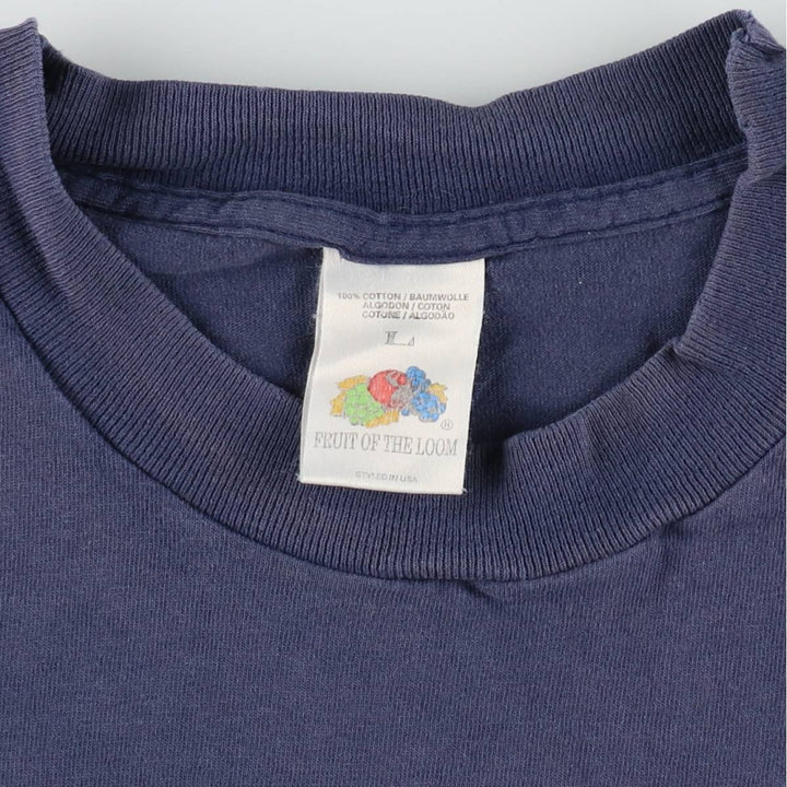 90'S Fruit of the Loom Short-Sleeve Logo T-Shirt, Men's Size L (Equivalent), Vintage cotton navy blue type Vintage Second Hand