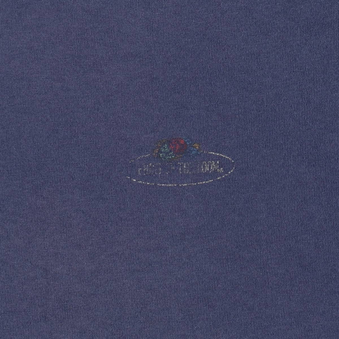 90'S Fruit of the Loom Short-Sleeve Logo T-Shirt, Men's Size L (Equivalent), Vintage cotton navy blue type Vintage Second Hand