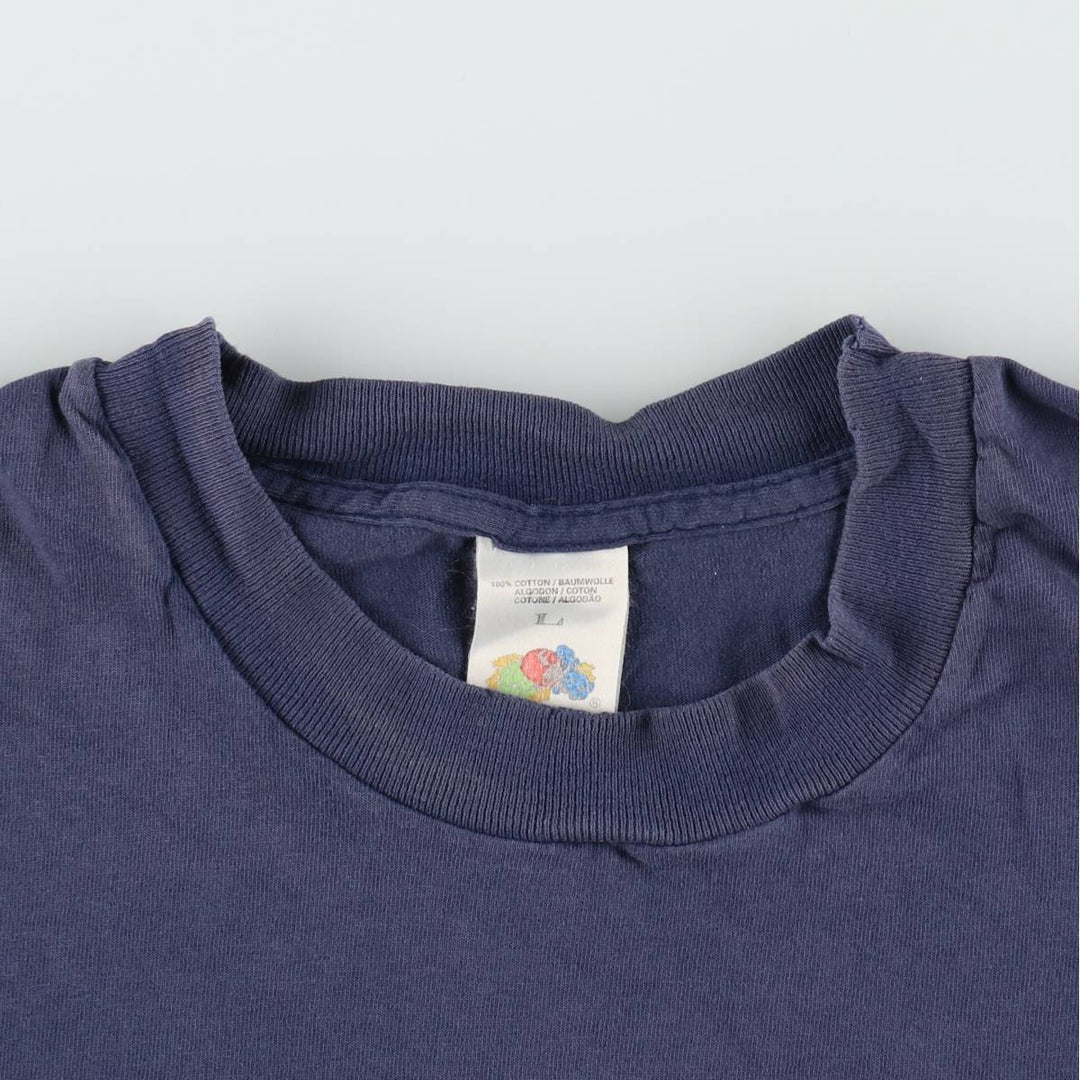90'S Fruit of the Loom Short-Sleeve Logo T-Shirt, Men's Size L (Equivalent), Vintage cotton navy blue type Vintage Second Hand