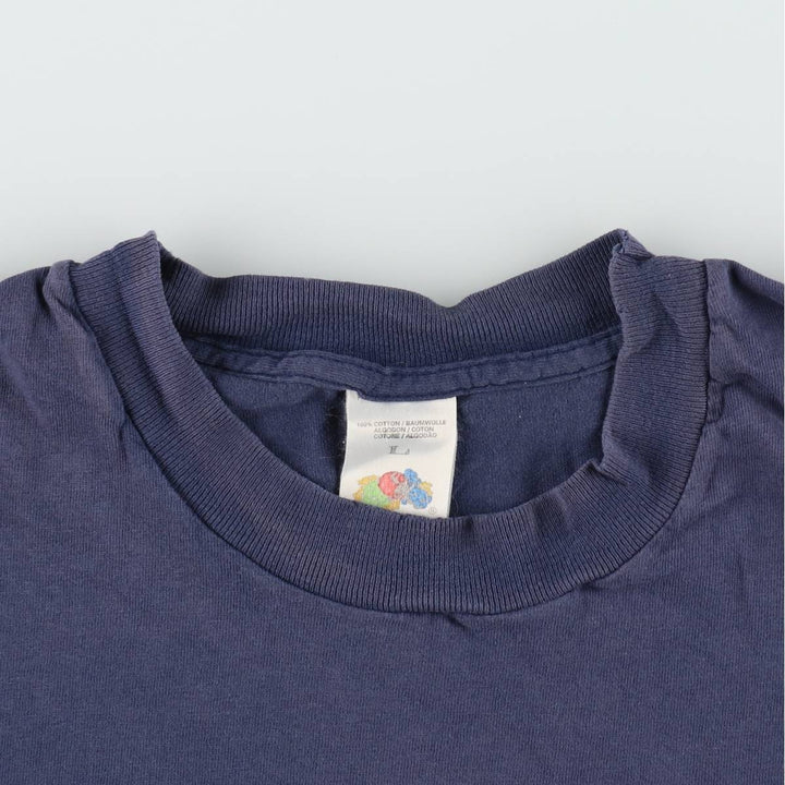 90'S Fruit of the Loom Short-Sleeve Logo T-Shirt, Men's Size L (Equivalent), Vintage cotton navy blue type Vintage Second Hand