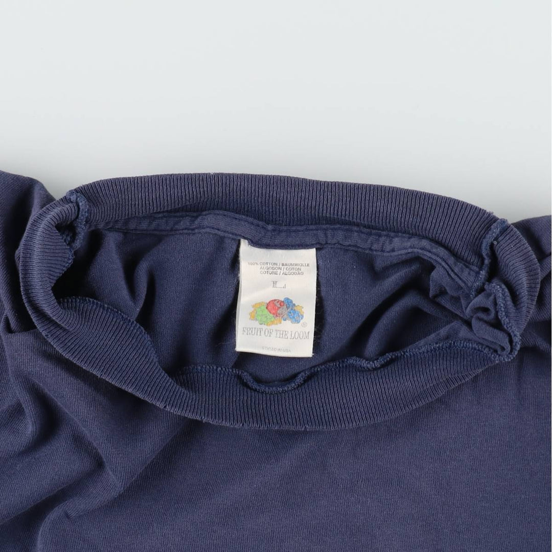 90'S Fruit of the Loom Short-Sleeve Logo T-Shirt, Men's Size L (Equivalent), Vintage cotton navy blue type Vintage Second Hand