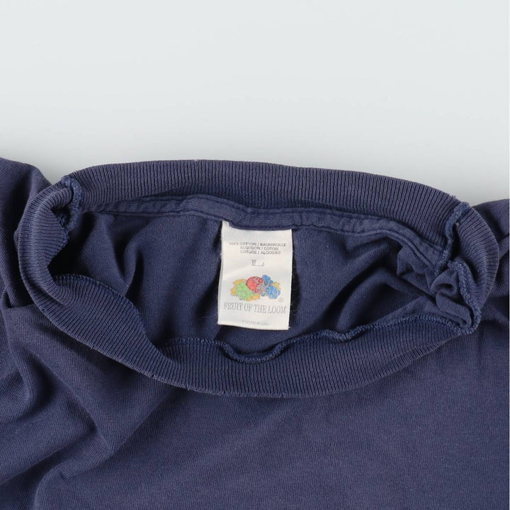 90'S Fruit of the Loom Short-Sleeve Logo T-Shirt, Men's Size L (Equivalent), Vintage cotton navy blue type Vintage Second Hand