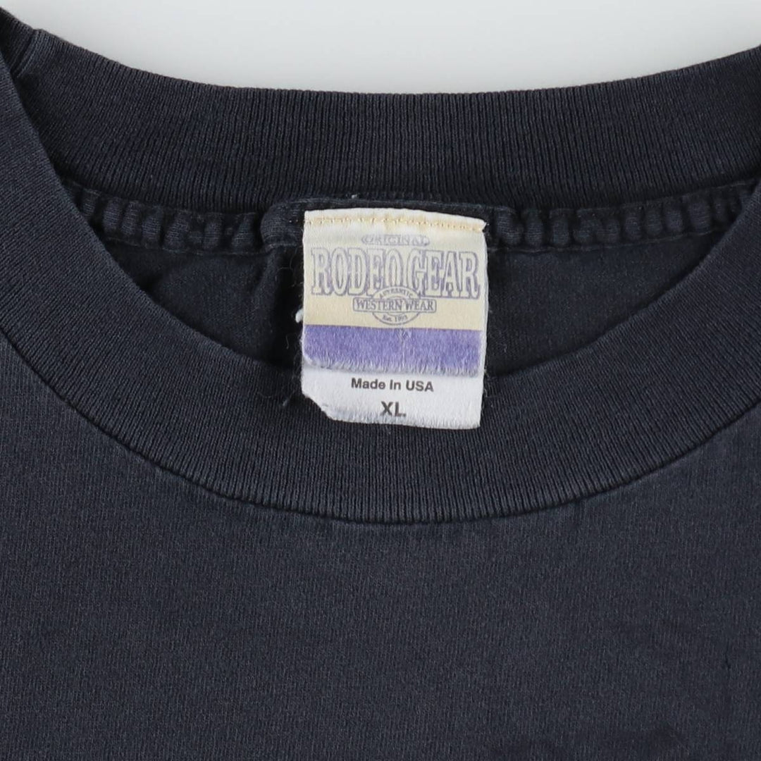 90'S RODEO GEAR Print T-Shirt, Made in USA, Men's XL equivalent, Vintage cotton Charcoal Vintage Second Hand