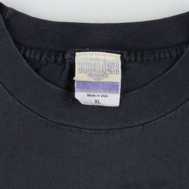 90'S RODEO GEAR Print T-Shirt, Made in USA, Men's XL equivalent, Vintage cotton Charcoal Vintage Second Hand