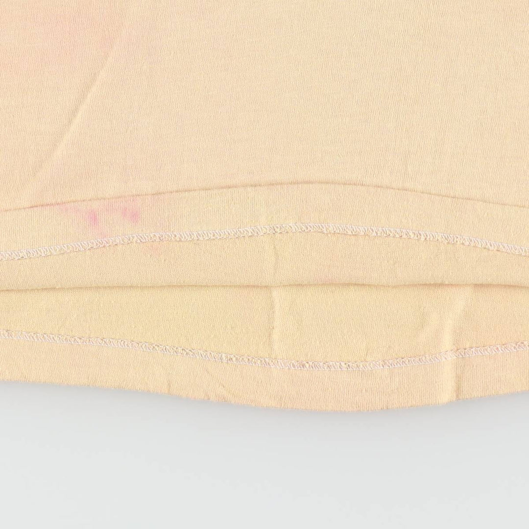 80'S Hanes BEEFY-T Orange Tag Printed T-Shirt, Made in USA, Men's Size M (approx.), Vintage cotton Beige type Vintage Second Hand