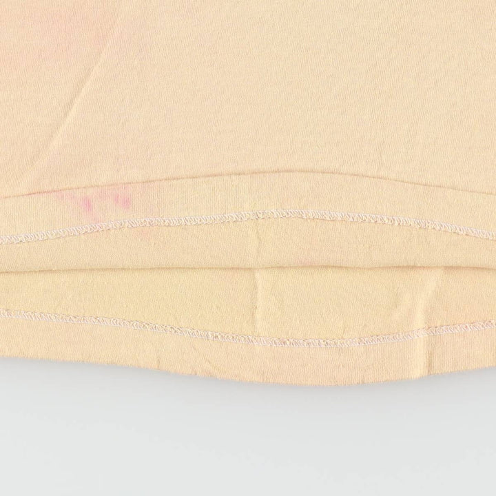 80'S Hanes BEEFY-T Orange Tag Printed T-Shirt, Made in USA, Men's Size M (approx.), Vintage cotton Beige type Vintage Second Hand