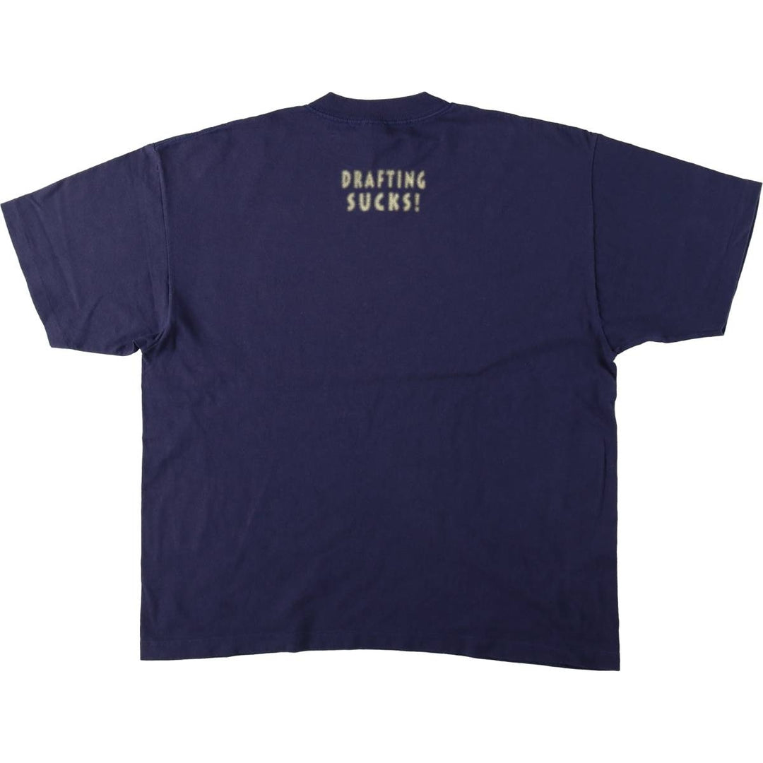 90'S BELTON Print T-Shirt, Made in USA, Men's Size XL (Equivalent), Vintage cotton navy blue type Vintage Second Hand
