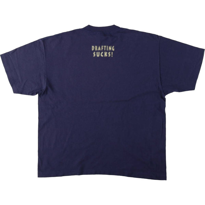 90'S BELTON Print T-Shirt, Made in USA, Men's Size XL (Equivalent), Vintage cotton navy blue type Vintage Second Hand