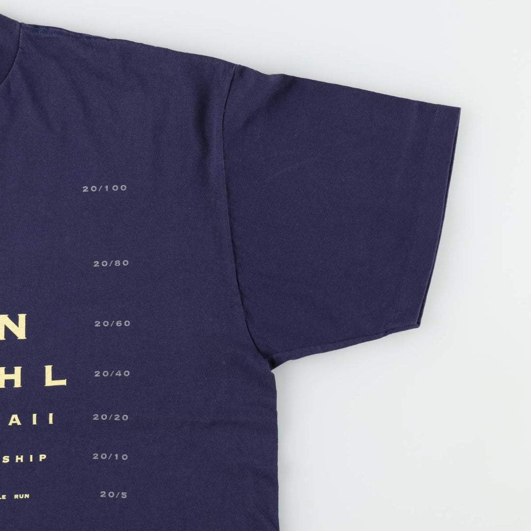 90'S BELTON Print T-Shirt, Made in USA, Men's Size XL (Equivalent), Vintage cotton navy blue type Vintage Second Hand