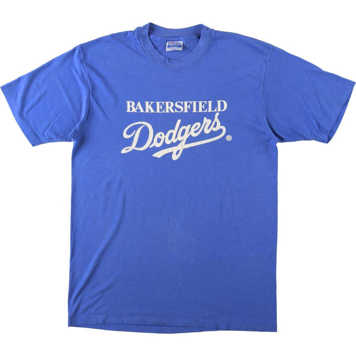 80'S Hanes Dodgers Bakersfield Dodgers sports print T-shirt, men's size L (approx.), vintage. cotton blue type Vintage Second Hand