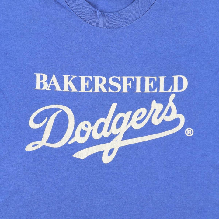 80'S Hanes Dodgers Bakersfield Dodgers sports print T-shirt, men's size L (approx.), vintage. cotton blue type Vintage Second Hand