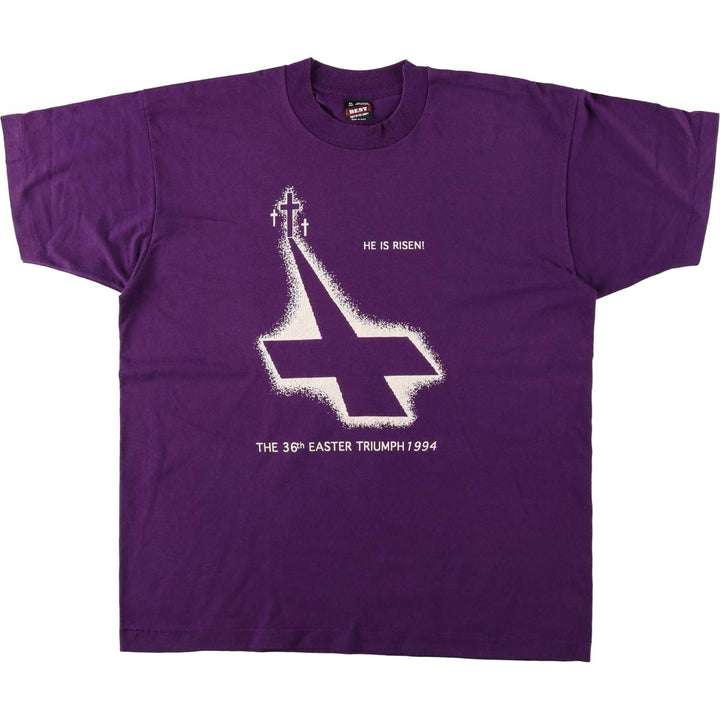 90'S Fruit of the Loom Easter Print T-Shirt, Made in USA, Men's XL equivalent, Vintage cotton purple type Vintage Second Hand