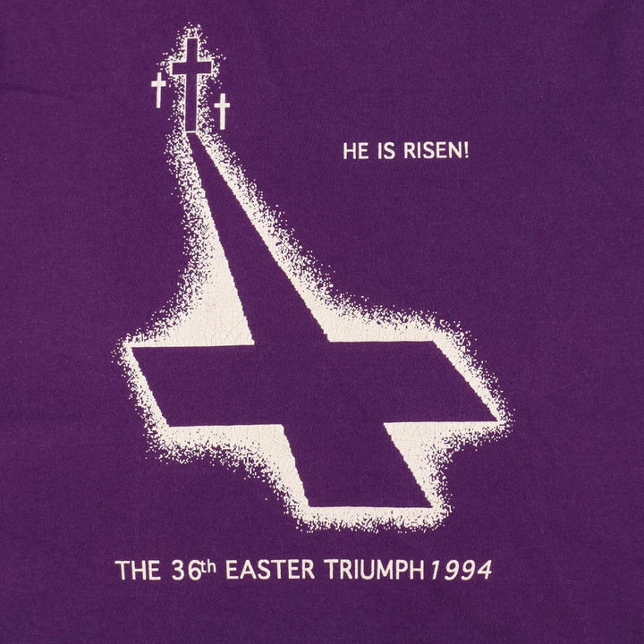 90'S Fruit of the Loom Easter Print T-Shirt, Made in USA, Men's XL equivalent, Vintage cotton purple type Vintage Second Hand