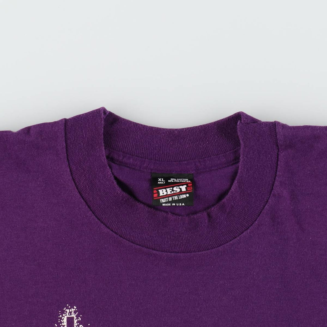 90'S Fruit of the Loom Easter Print T-Shirt, Made in USA, Men's XL equivalent, Vintage cotton purple type Vintage Second Hand
