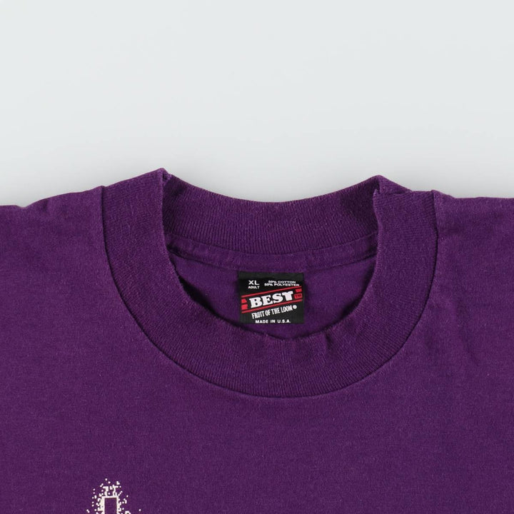 90'S Fruit of the Loom Easter Print T-Shirt, Made in USA, Men's XL equivalent, Vintage cotton purple type Vintage Second Hand