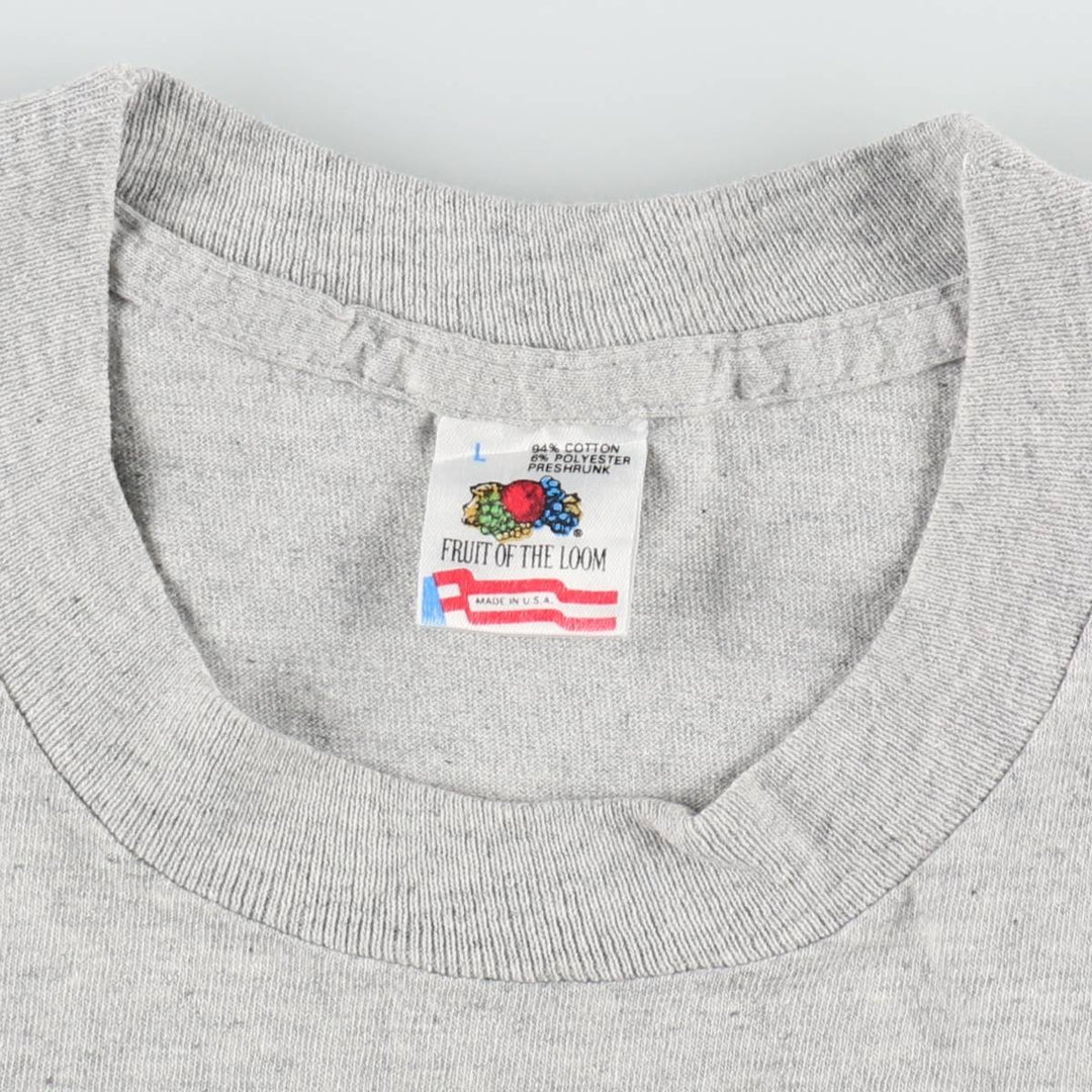 90'S Fruit of the Loom printed T-shirt, made in the USA, men's size L, vintage cotton gray type Vintage Second Hand