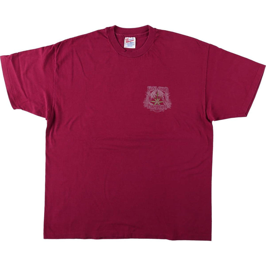 90s-00'S Hanes Heavyweight Printed T-Shirt, Men's Size XL (approx.) cotton burgundy type Vintage Second Hand