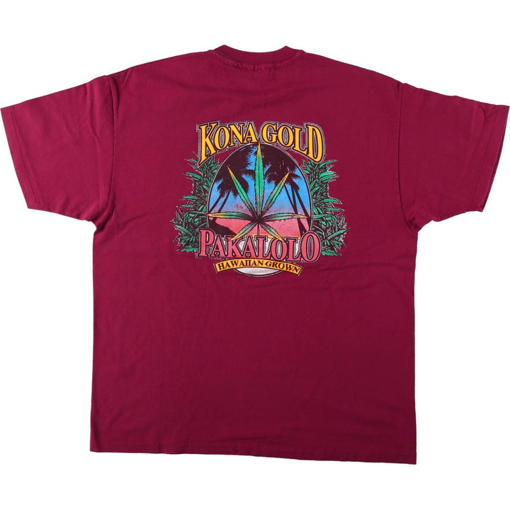 90s-00'S Hanes Heavyweight Printed T-Shirt, Men's Size XL (approx.) cotton burgundy type Vintage Second Hand