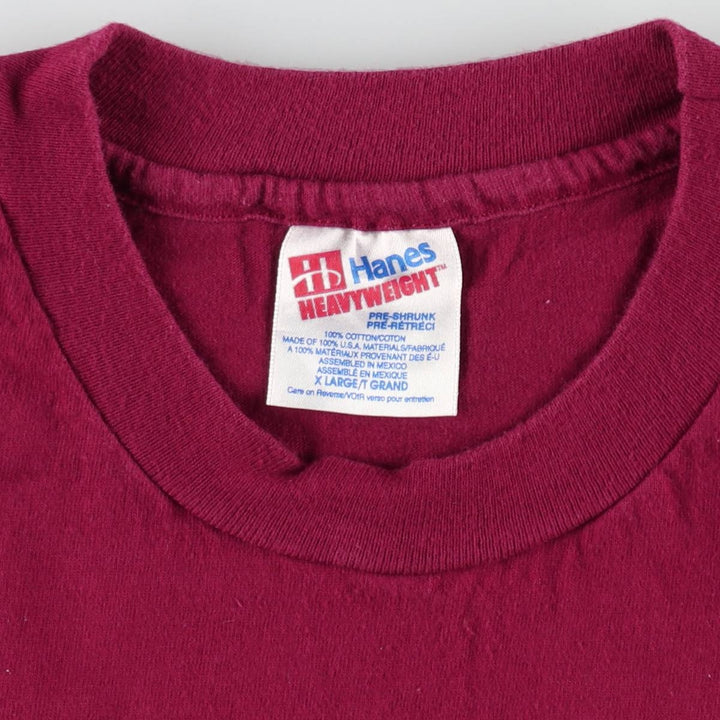 90s-00'S Hanes Heavyweight Printed T-Shirt, Men's Size XL (approx.) cotton burgundy type Vintage Second Hand