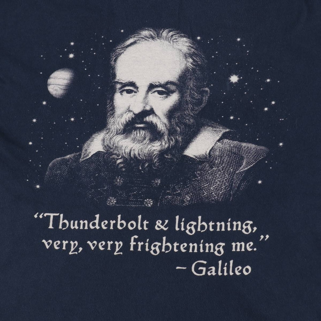 HEADLINE GALILEO GALILEI Galileo Galilei Great Figure T-shirt Men's L equivalent cotton navy blue type Vintage Second Hand