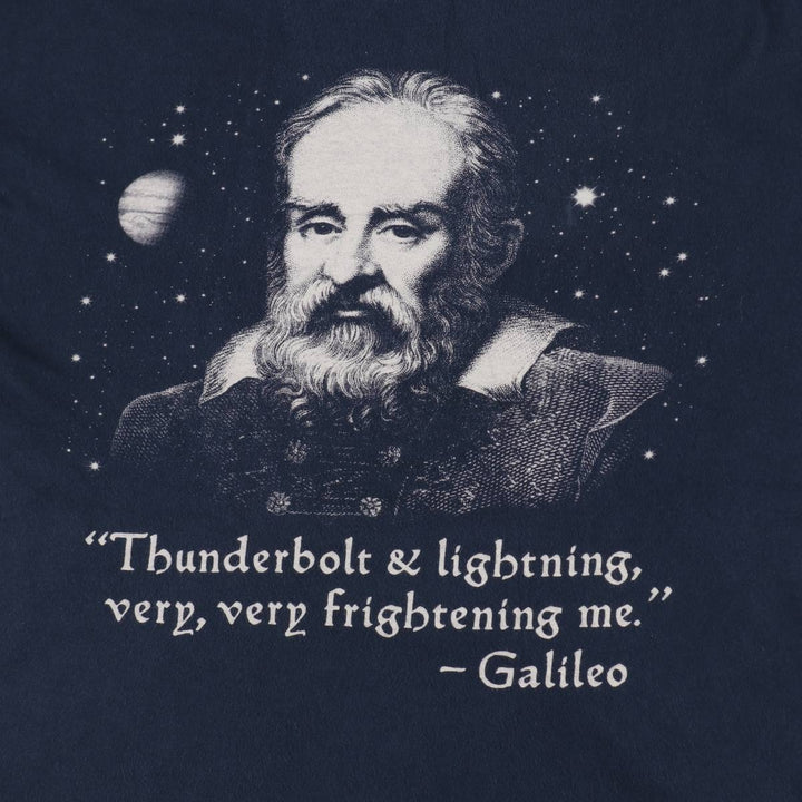 HEADLINE GALILEO GALILEI Galileo Galilei Great Figure T-shirt Men's L equivalent cotton navy blue type Vintage Second Hand