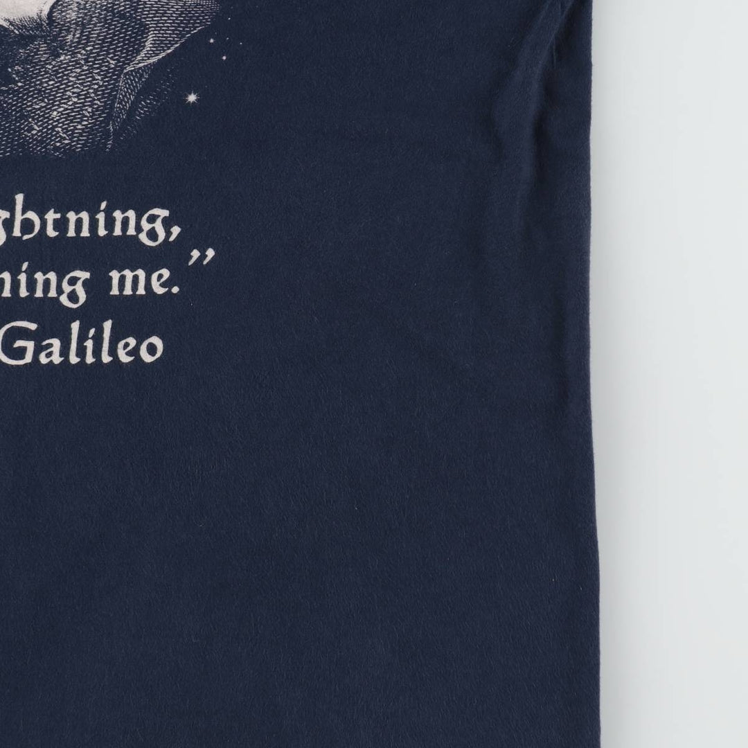 HEADLINE GALILEO GALILEI Galileo Galilei Great Figure T-shirt Men's L equivalent cotton navy blue type Vintage Second Hand