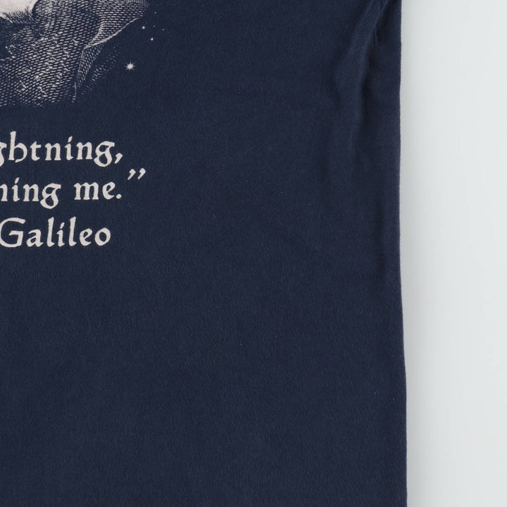 HEADLINE GALILEO GALILEI Galileo Galilei Great Figure T-shirt Men's L equivalent cotton navy blue type Vintage Second Hand