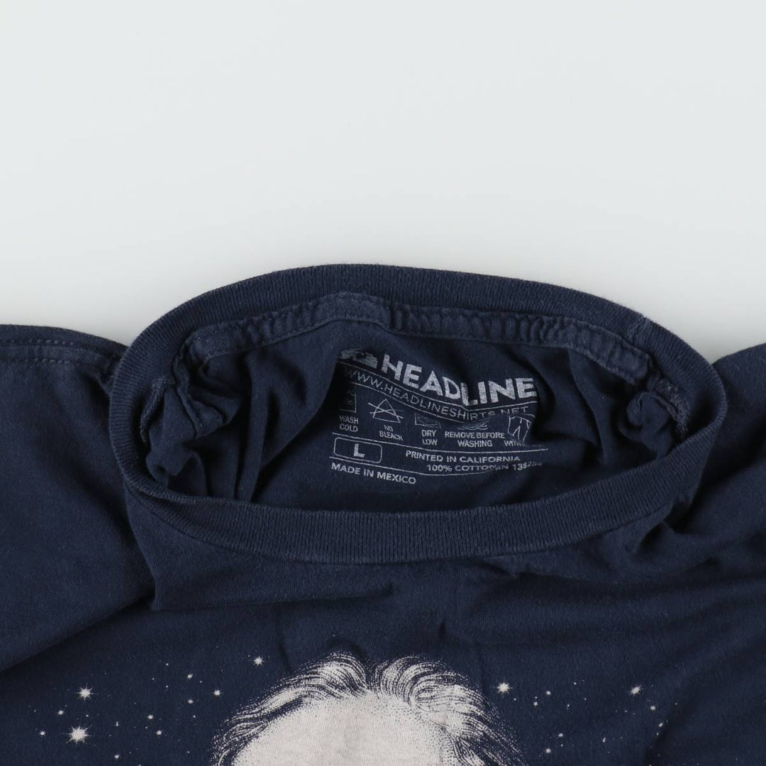 HEADLINE GALILEO GALILEI Galileo Galilei Great Figure T-shirt Men's L equivalent cotton navy blue type Vintage Second Hand
