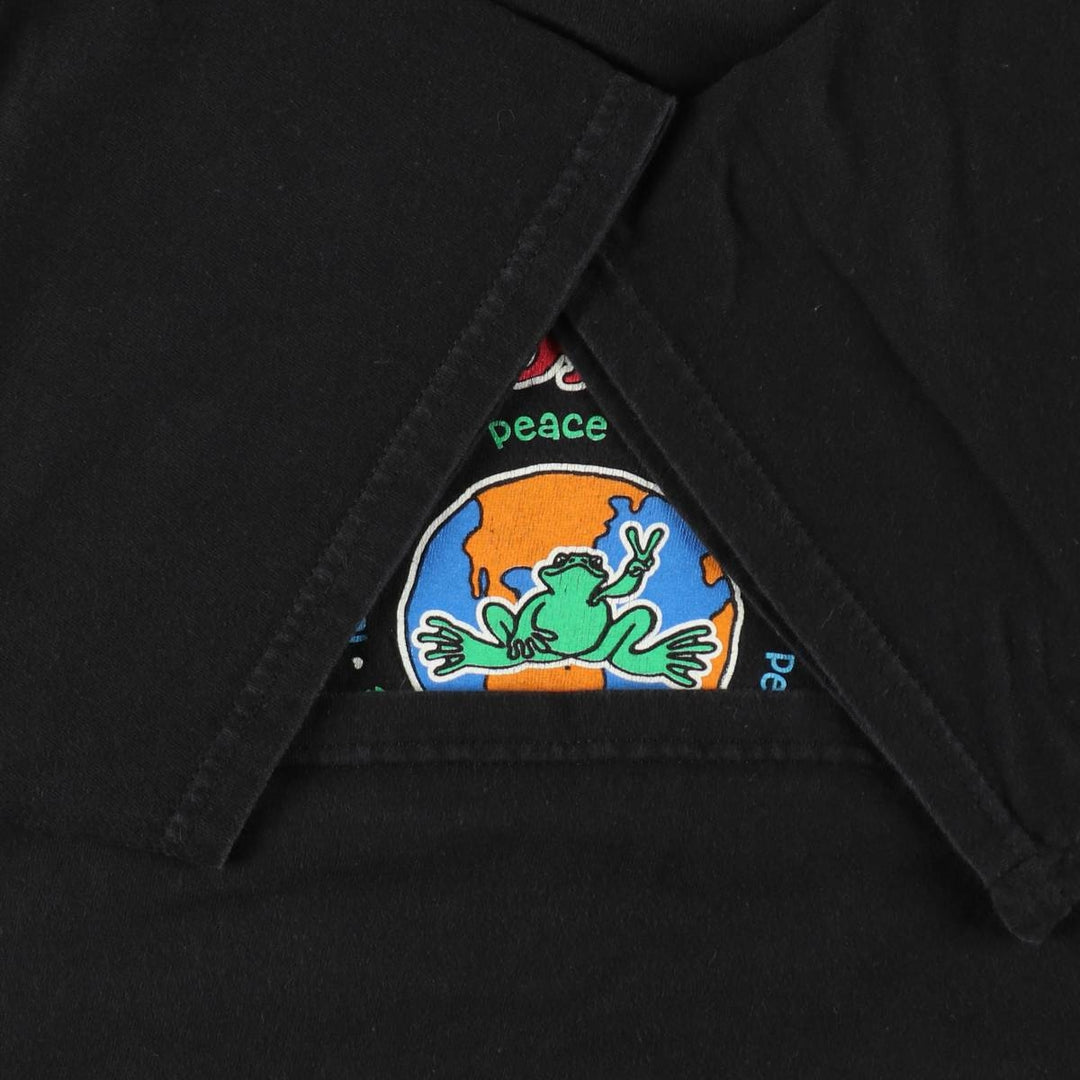 Peace Frogs Printed T-Shirt (Men's Size L) cotton black type Vintage Second Hand