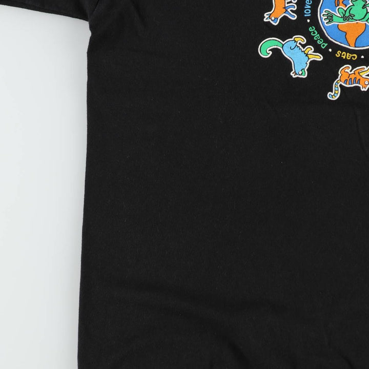 Peace Frogs Printed T-Shirt (Men's Size L) cotton black type Vintage Second Hand
