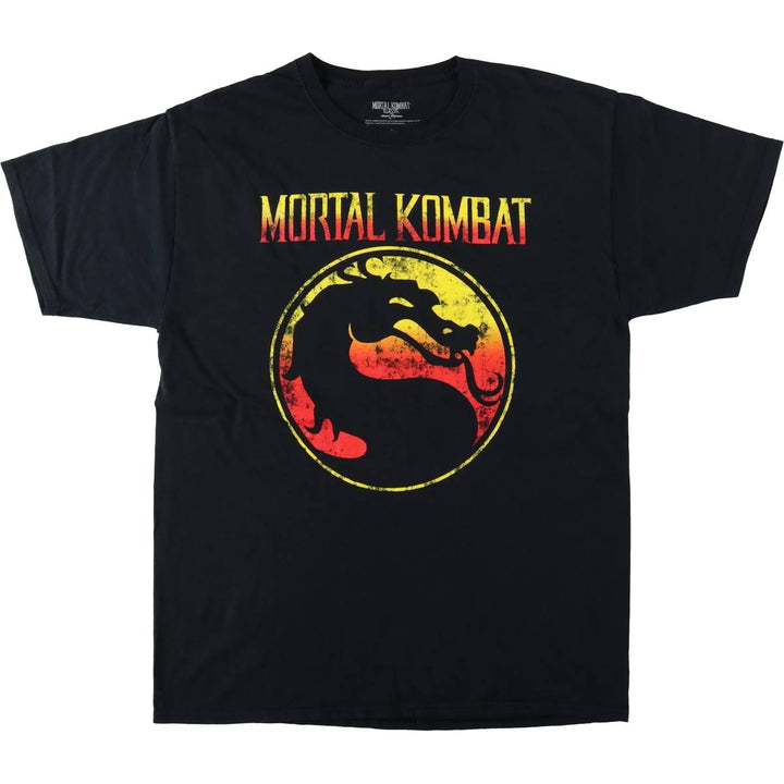 MORTAL KOMBAT game print T-shirt, men's size L (approx.) cotton black type Vintage Second Hand