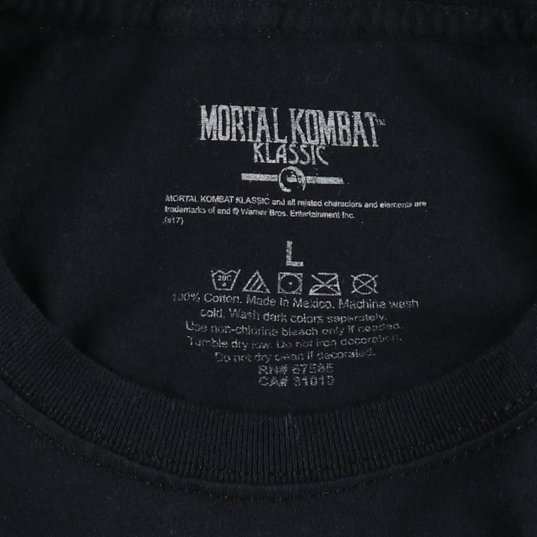 MORTAL KOMBAT game print T-shirt, men's size L (approx.) cotton black type Vintage Second Hand