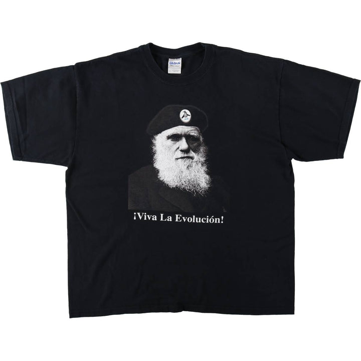 Gildan Charles Darwin Parody T-Shirt, Men's Size XL (approx.) cotton black type Vintage Second Hand