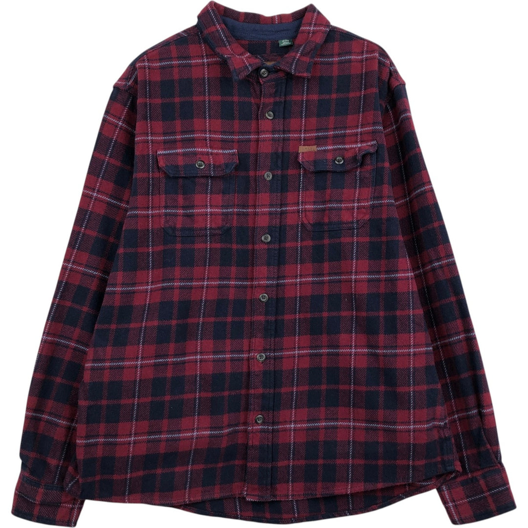 ORVIS Long Sleeve Flannel Check Shirt, Men's XL Size cotton red type Vintage Second Hand