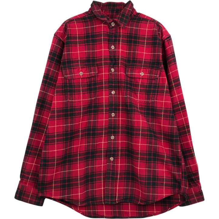 FIELD and STREAM Long Sleeve Flannel Check Shirt, Men's Size L cotton red type Vintage Second Hand