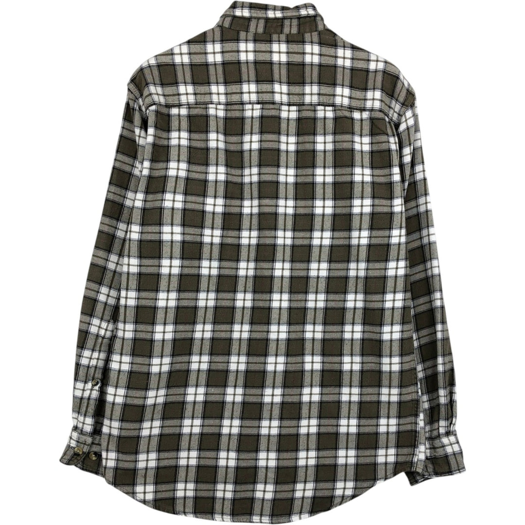BASS PRO SHOPS Long-Sleeve Button-Down Light Flannel Check Shirt, Men's Size S (approx.) cotton Khaki type Vintage Second Hand