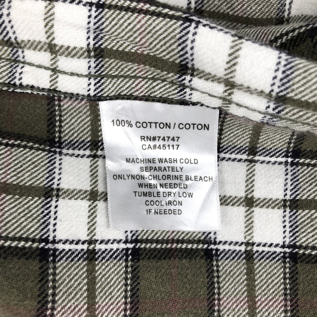 BASS PRO SHOPS Long-Sleeve Button-Down Light Flannel Check Shirt, Men's Size S (approx.) cotton Khaki type Vintage Second Hand
