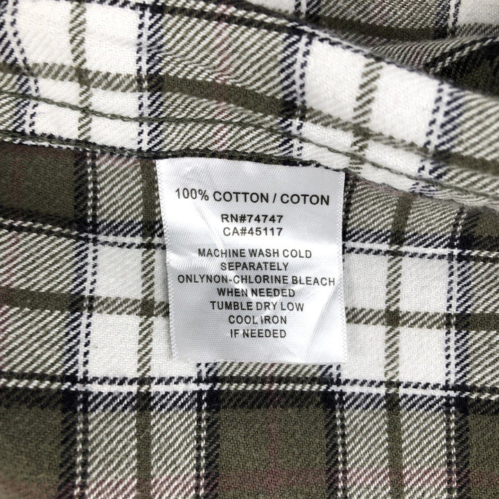 BASS PRO SHOPS Long-Sleeve Button-Down Light Flannel Check Shirt, Men's Size S (approx.) cotton Khaki type Vintage Second Hand