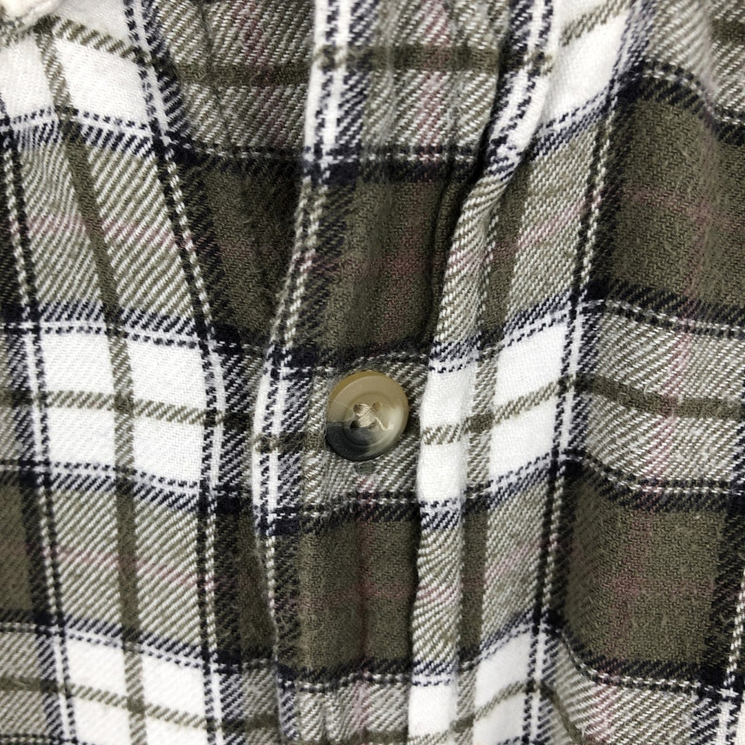 BASS PRO SHOPS Long-Sleeve Button-Down Light Flannel Check Shirt, Men's Size S (approx.) cotton Khaki type Vintage Second Hand