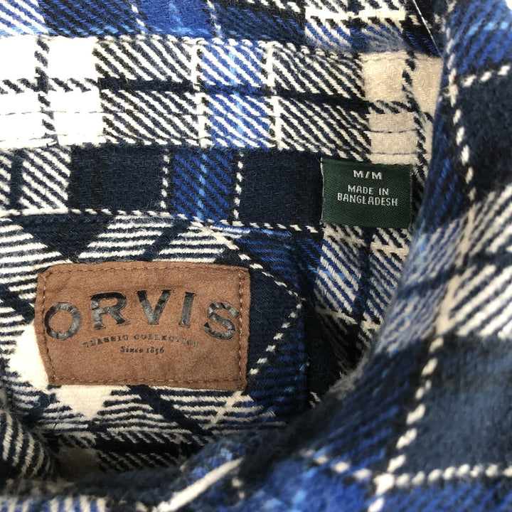 ORVIS Long Sleeve Heavy Flannel Check Shirt, Men's Size M cotton blue type Vintage Second Hand