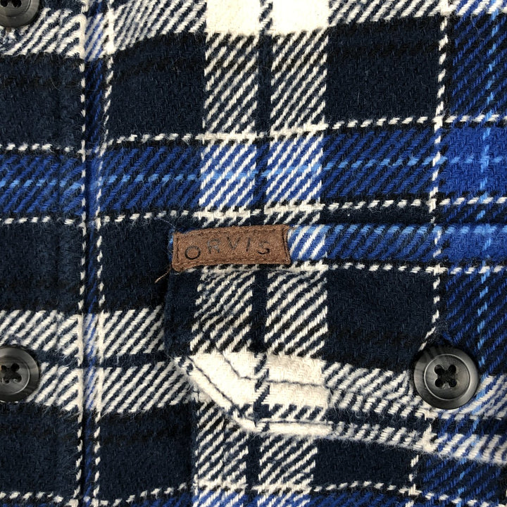 ORVIS Long Sleeve Heavy Flannel Check Shirt, Men's Size M cotton blue type Vintage Second Hand