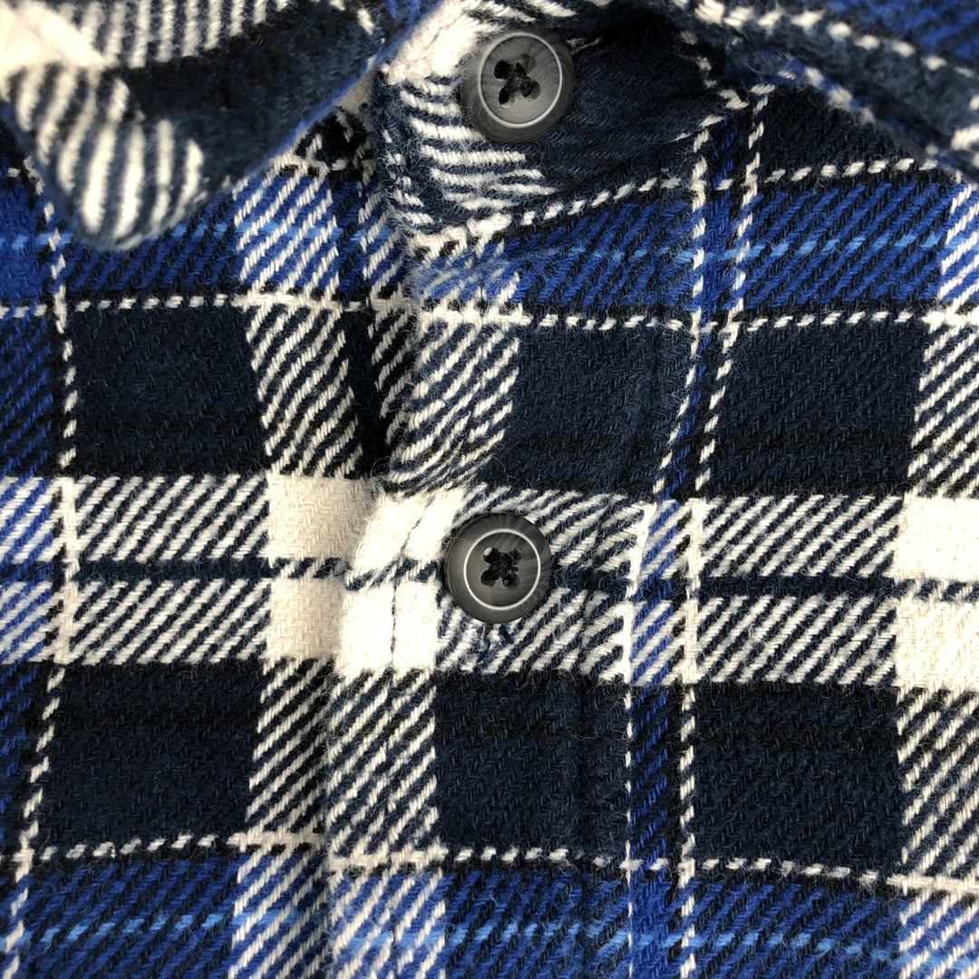 ORVIS Long Sleeve Heavy Flannel Check Shirt, Men's Size M cotton blue type Vintage Second Hand