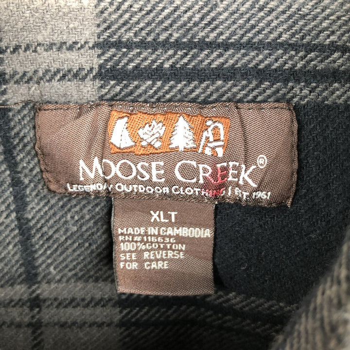 MOOSE CREEK Long Sleeve Flannel Check Shirt, Men's Size XL cotton gray type Vintage Second Hand