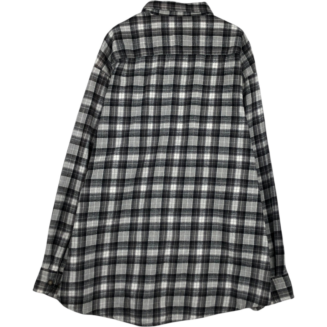 TOWN CRAFT Long-Sleeve Button-Down Light Flannel Check Shirt, Men's Size XL (approx.) cotton black type Vintage Second Hand