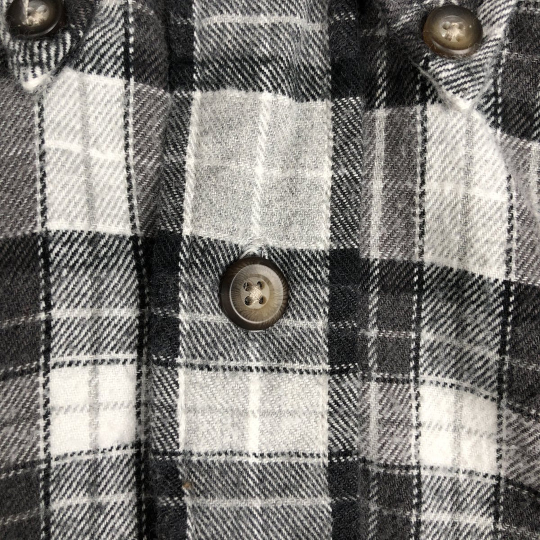TOWN CRAFT Long-Sleeve Button-Down Light Flannel Check Shirt, Men's Size XL (approx.) cotton black type Vintage Second Hand