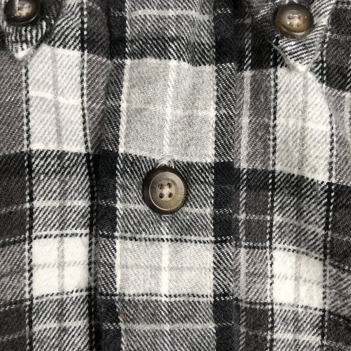 TOWN CRAFT Long-Sleeve Button-Down Light Flannel Check Shirt, Men's Size XL (approx.) cotton black type Vintage Second Hand