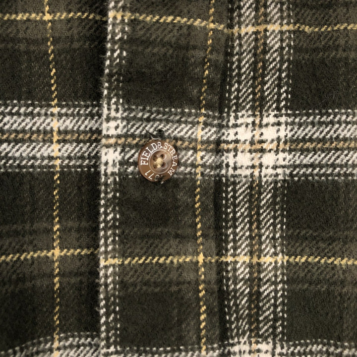 Long-sleeved heavy flannel check shirt, men's size L equivalent. unclear Khaki type Vintage Second Hand